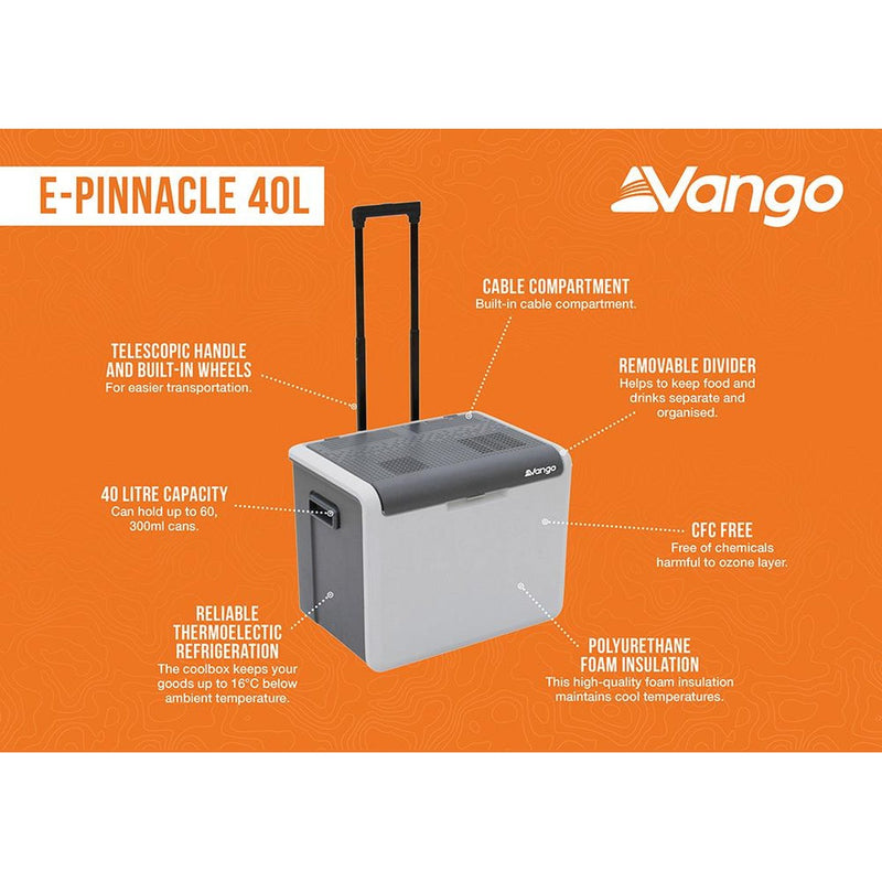 Vango E-Pinnacle 40L Cool Box Cooler 12V 230V Deep Grey - View 9