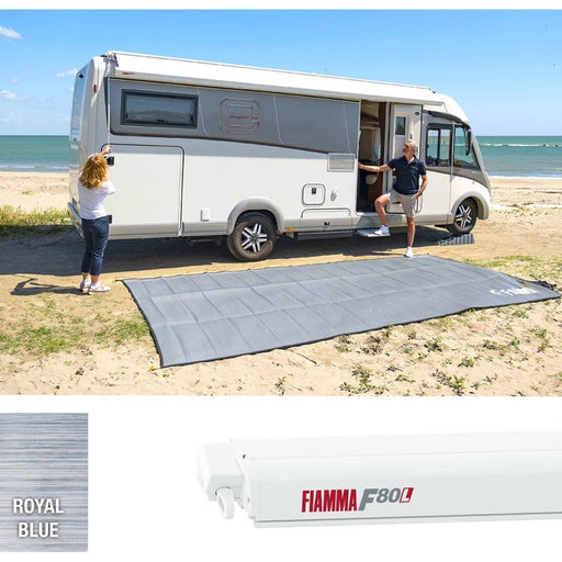 Fiamma F80L 500 Awning Polar White Royal Blue Fiamma - UK Camping And Leisure