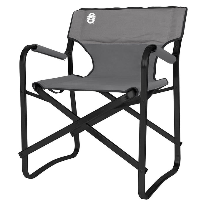 Coleman Deck Chair Grey Camping Garden Black Steel Frame Seat Caravan Coleman - UK Camping And Leisure