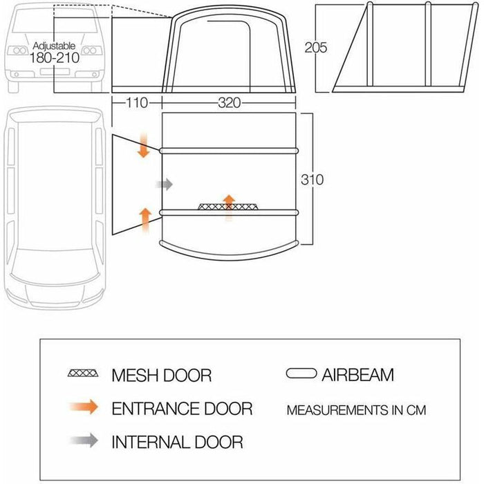 Vango Cove III Air Low Drive Away Awning  (180 - 210cm) Campervan Vango - UK Camping And Leisure