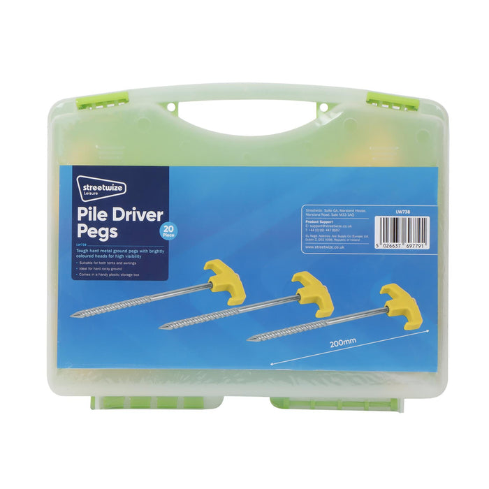 Leisurewize 20 Pcs Heavy Duty Pile Driver Tent Rock Pegs Set 7x200mm Leisurewize - UK Camping And Leisure