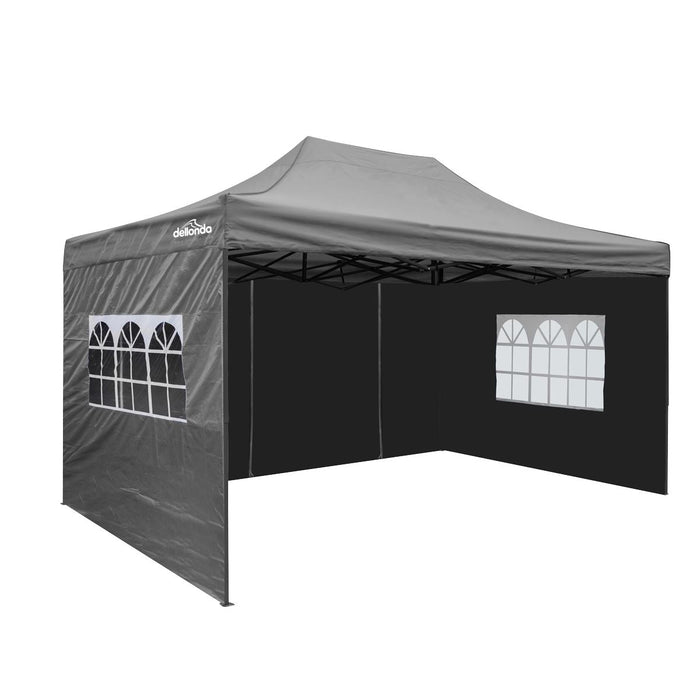 Dellonda 3x4.5m Pop-Up Gazebo & Side Walls Water Resistant Fabric - Grey Dellonda - UK Camping And Leisure