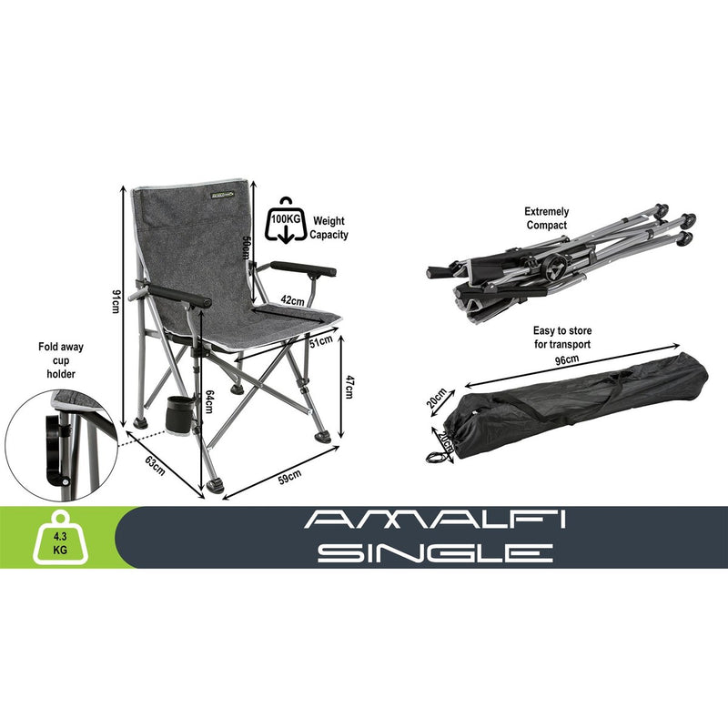 Outdoor Revolution Amalfi Single Camping Folding Armrest Chair - View 10