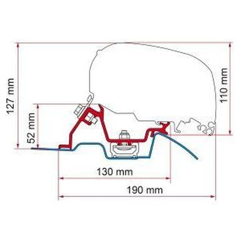 Fiamma F80/F65 Adapter Kit Mercedes Sprinter Roof Rail 98655-772 Fiamma - UK Camping And Leisure