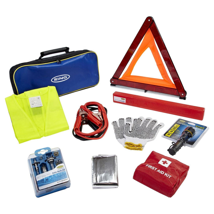 Ring RCT2 9 Piece Emergency Car Kit, with Universal Spare Bulb Kit, Booster Cabl Ring Automotive - UK Camping And Leisure