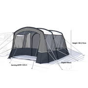 Maypole Warwick Poled Driveaway Awning for Campervans Low 180-210cm | sewn-in groundsheet, 3000mm, porch