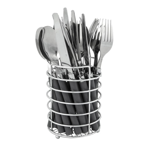 Bo-Camp Cutlery Set with Basket 24 Pieces 6 Persons Grey Bo-Camp - UK Camping And Leisure