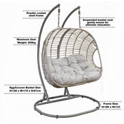 Dellonda Double Swinging Egg Chair with Cushion DG61 Dellonda - UK Camping And Leisure
