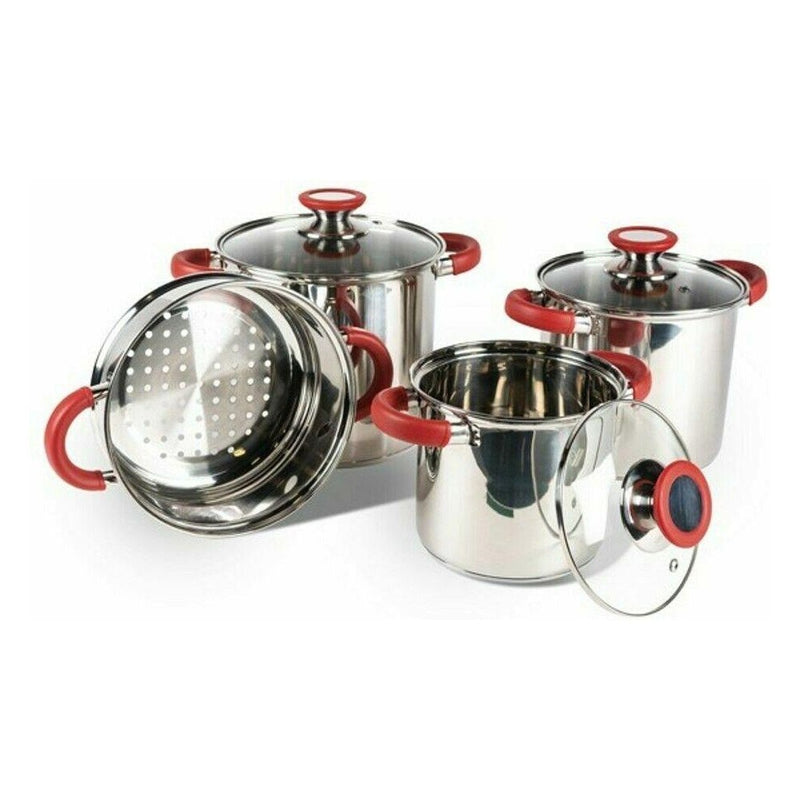 Kampa Space Saver Deluxe Cook Set Stackable Stainless Steel Caravan Motorhome Kampa - UK Camping And Leisure