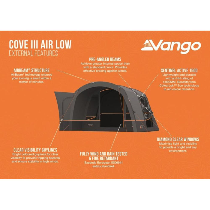 Vango Cove III Air Low Drive Away Awning  (180 - 210cm) Campervan Vango - UK Camping And Leisure