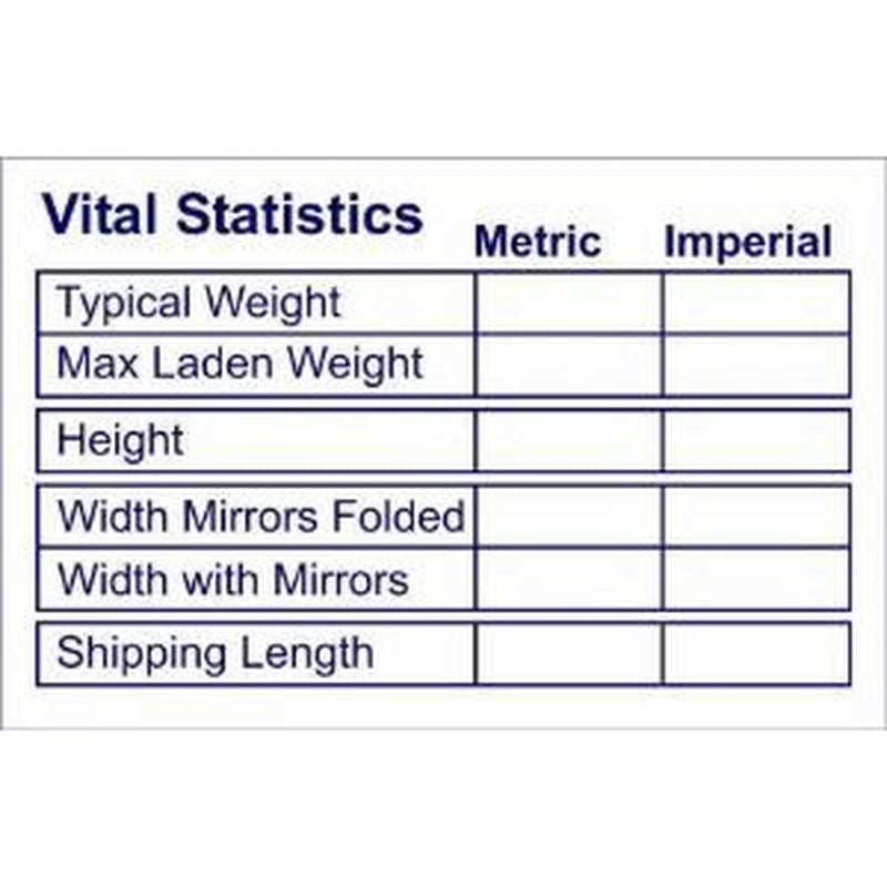 W4 Vital Statistics Sticker 37115 UK Camping And Leisure - UK Camping And Leisure