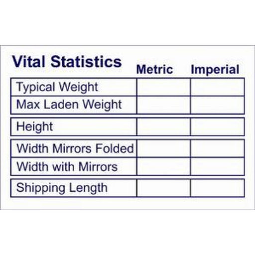W4 Vital Statistics Sticker 37115 UK Camping And Leisure - UK Camping And Leisure
