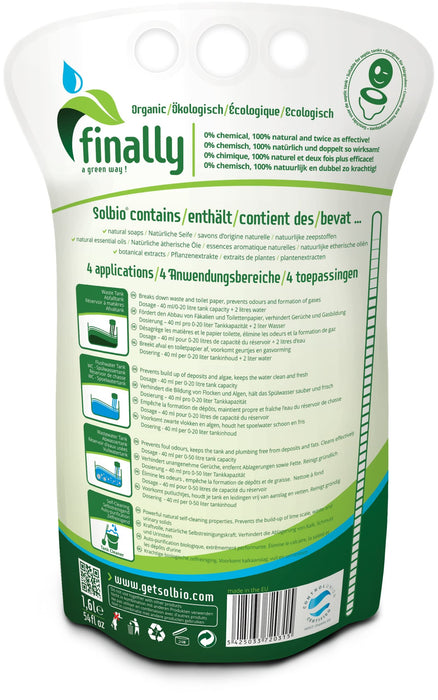 4x Solbio Organic Chemical Toilet Fluid Waste & Flush 1.6L x40 Doses Solbio - UK Camping And Leisure