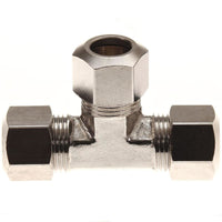3/8" Compression Tee Nickel Plated Brass for Campervan Water Systems