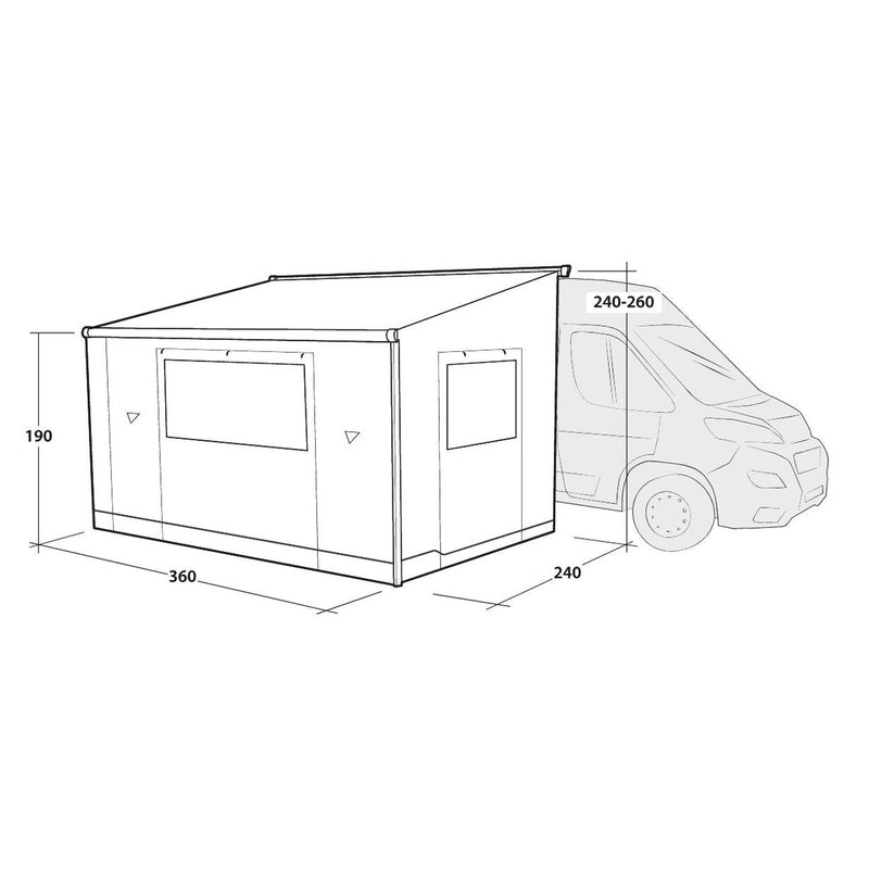 Outwell Sideroads Campervan Cassette Awning Room Mid (240-260 cm) - View 8