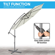 Dellonda Banana Parasol with Cover 3m - Cream DG265 Dellonda - UK Camping And Leisure