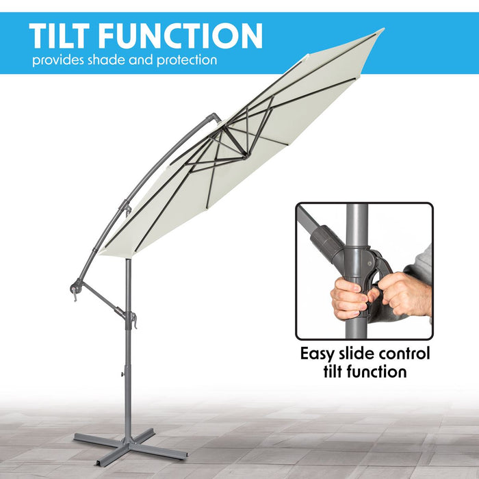 Dellonda Banana Parasol with Cover 3m - Cream DG265 Dellonda - UK Camping And Leisure