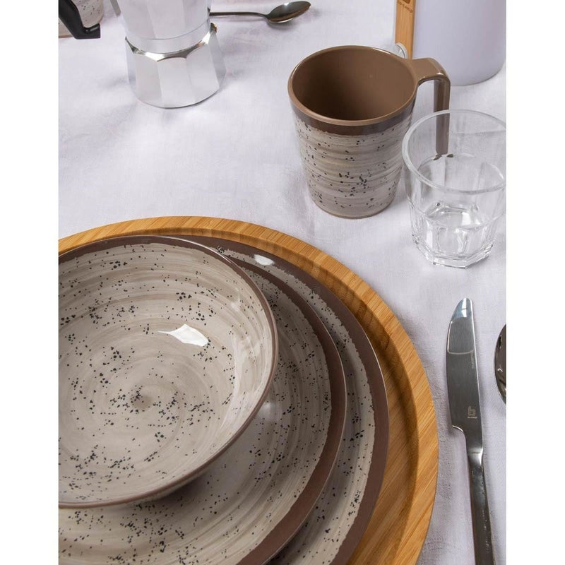 Bo-Camp Tableware Halo Melamine 12 Pieces Beige Bo-Camp - UK Camping And Leisure