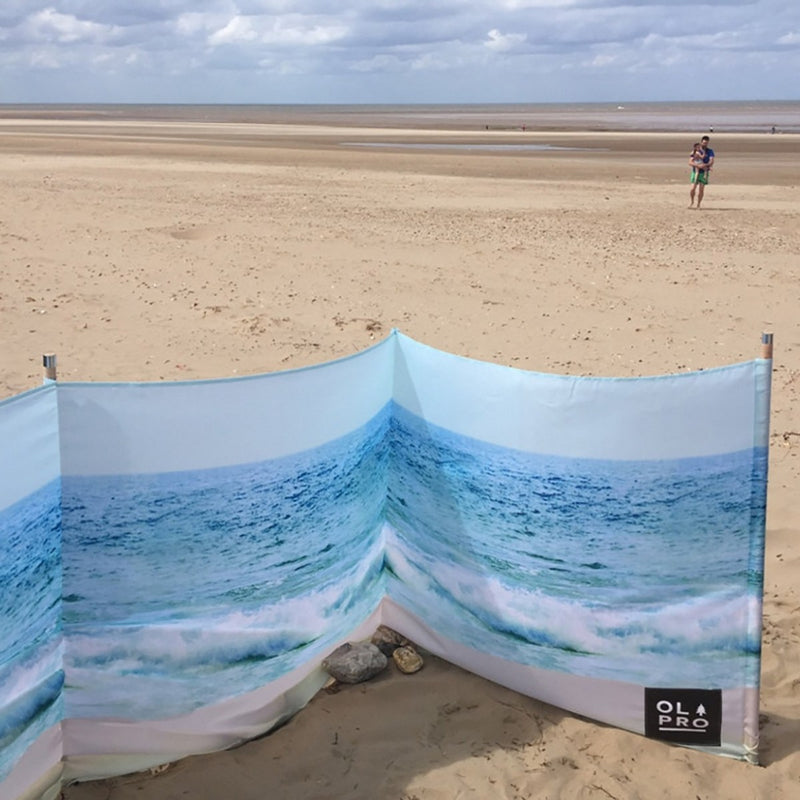 Olpro The Beach 5 Pole Windbreak (Wooden poles) 140CM High Olpro - UK Camping And Leisure