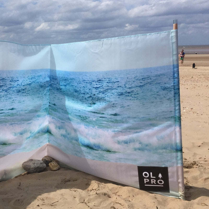 Olpro The Beach 5 Pole Windbreak (Wooden poles) 140CM High Olpro - UK Camping And Leisure