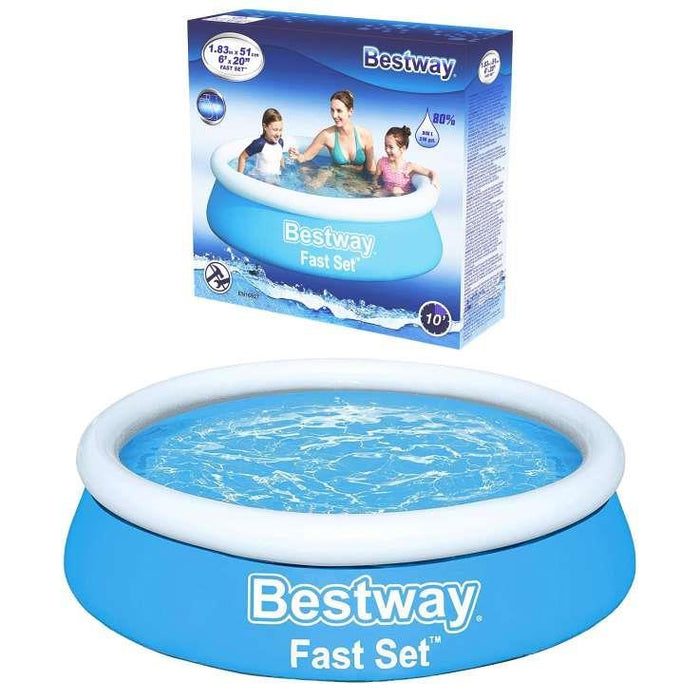 Bestway 6Ft X 20 inch Fast Set Swimming Pool Paddling Water Garden Fun Kids UK Camping And Leisure