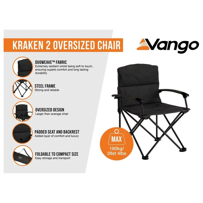 Vango Kraken 2 Oversized Chair Std Excalibur Chair Vango - UK Camping And Leisure