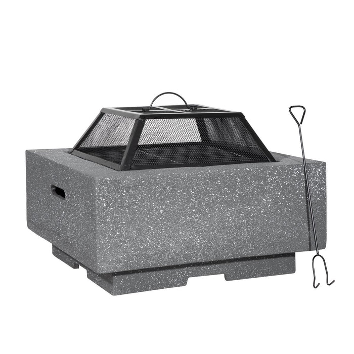 Dellonda Square Fire Pit with BBQ Grill Safety Mesh Screen Fire Poker Dark Grey Dellonda - UK Camping And Leisure