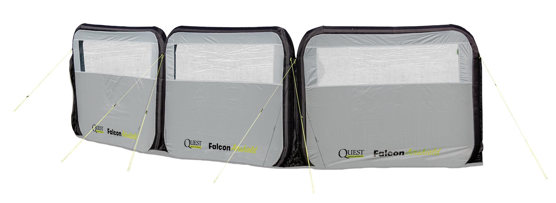 Quest Falcon Pro AirShield 500 Windbreak (3 panels - mid grey) Quest Leisure - UK Camping And Leisure