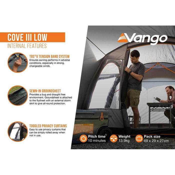 Vango Cove III Low Drive Away Awning Low Smoke Vango - UK Camping And Leisure