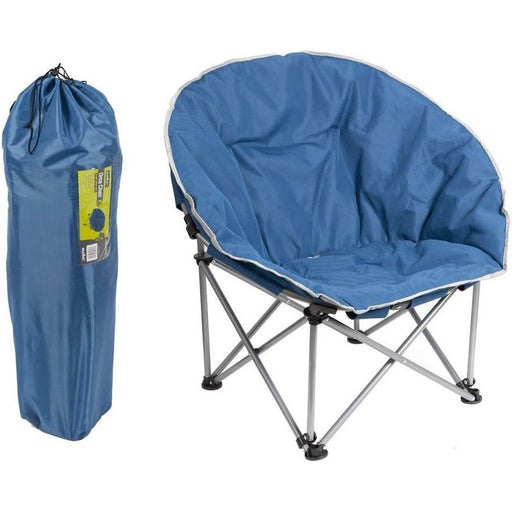 Blue Adult Bucket Camping Chair Padded High Back Folding Orca Moon Chair & Bag - UK Camping And Leisure