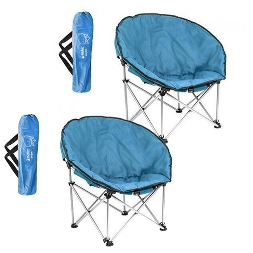 2 x Blue Adult Bucket Camping Chair Padded High Back Folding Orca Moon Chair & Bag UK Camping And Leisure