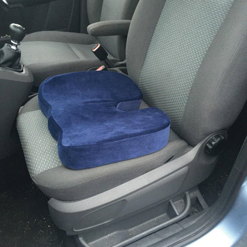 Blue Spin, Coccyx & Back Support Pressure Relieve Memory Foam Car Seat Cushion Streetwize - UK Camping And Leisure