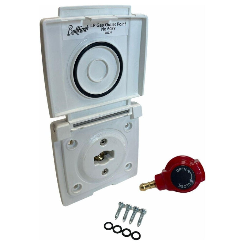 Bullfinch Caravan White BBQ Gas point and Quick Release Plug in tail connector Bullfinch - UK Camping And Leisure