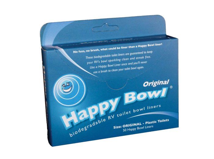 Happy Bowl Biodegradable Toilet Bowl Liners Original 50 Liners in a Box Caravan