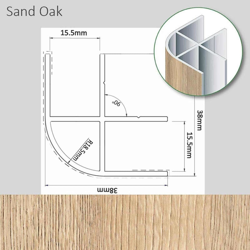 Corner Profile Sand Oak Finish 38 x 38 x 2200mm Morland - UK Camping And Leisure