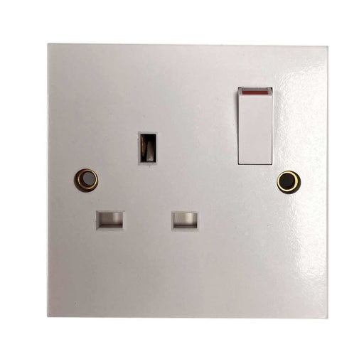 Square Edged Single Switched Socket White AG - UK Camping And Leisure