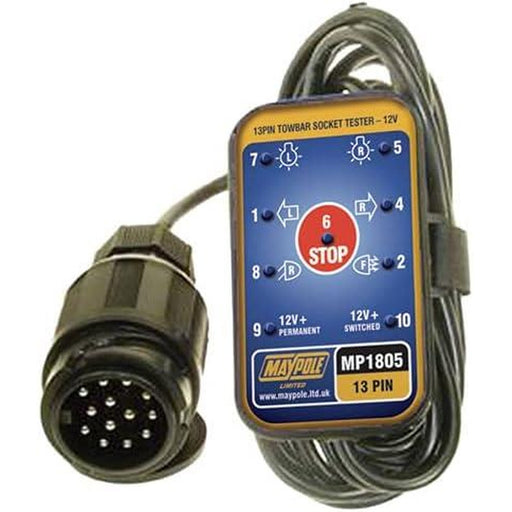 Maypole 13 Pin Caravan Towing 12V Vehicles Towbar Socket Tester Cable 3.5 m
