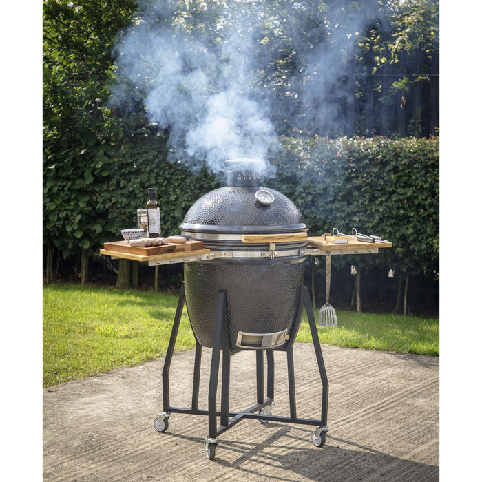 Dellonda Deluxe 22"(56cm) Ceramic Kamado Style BBQ with Wheeled Stand Dellonda - UK Camping And Leisure