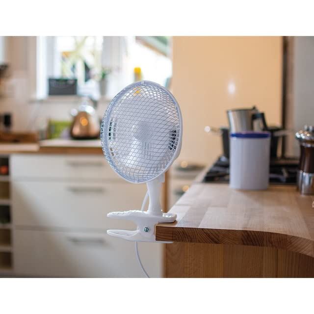 Draper 230V Clip-On Desk Fan, 6"/150mm, 15W 08710 Draper - UK Camping And Leisure
