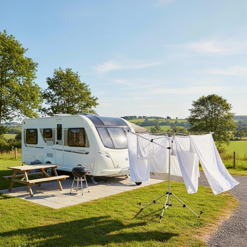 Leisurewize Caravan Camping 4 Arm Rotary Clothes Airer with Pegs - View 4