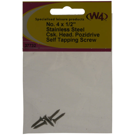 W4 No 4 1/2 Stainless Steel Self Tapping Counter Sunk Screw 37732 W4 - UK Camping And Leisure