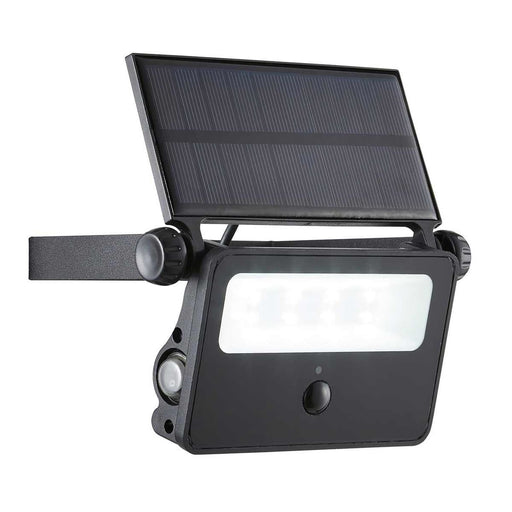 Solar Powered Security Floodlight with PIR Black (200lm / 2W) AG - UK Camping And Leisure