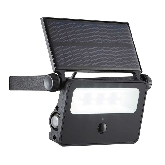 Solar Powered Security Floodlight with PIR Black (200lm / 2W) AG - UK Camping And Leisure