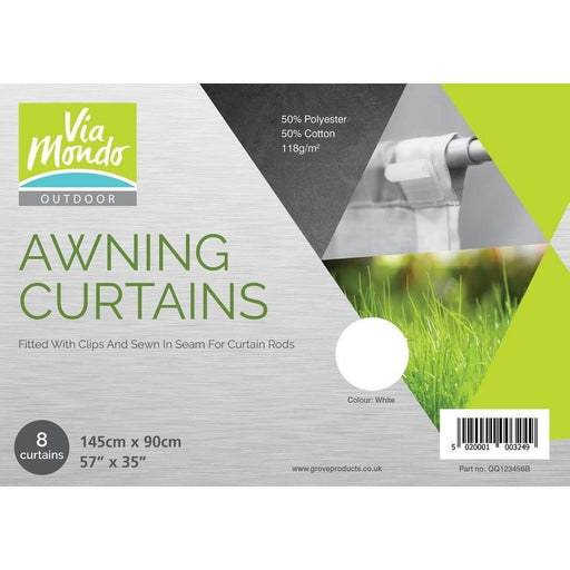 Via Mondo Awning Curtains 145 X 90Cm (8) White QQ123456B Via Mondo - UK Camping And Leisure