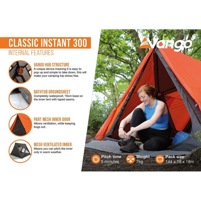 Vango Classic Instant 300 Geo Pattern 3 Person Tent