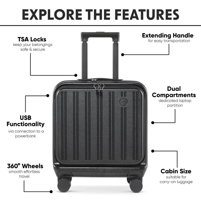 Dellonda Cabin Size Luggage with Laptop Compartments & Dual TSA Lock 18" Dellonda - UK Camping And Leisure