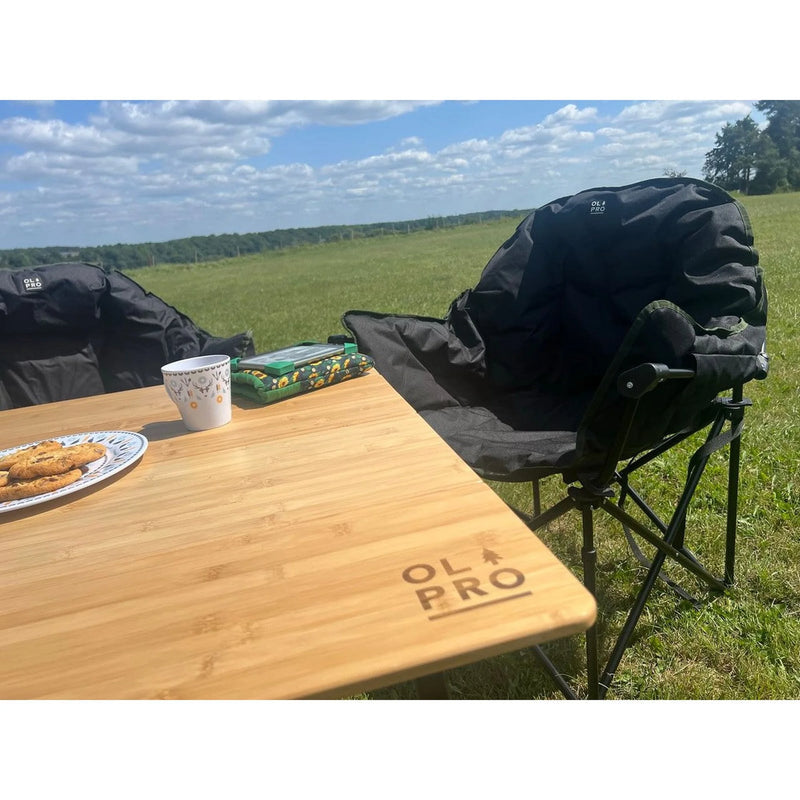 Olpro Bamboo Camping Table 4 Folding Lightweight Aluminium Frame