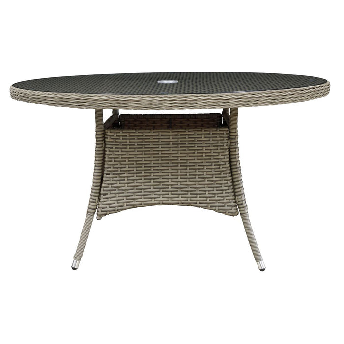 Dellonda Chester Rattan Wicker Round Outdoor Dining Table Tempered Glass Top Dellonda - UK Camping And Leisure