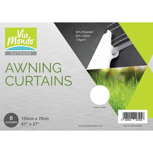 Via Mondo Awning Curtains 155 X 70Cm (8) White QQ123458A Via Mondo - UK Camping And Leisure