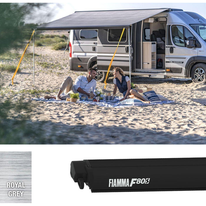 Fiamma F80s fits Fiat Ducato 320 Awning Deep Black Royal Grey Fiamma - UK Camping And Leisure